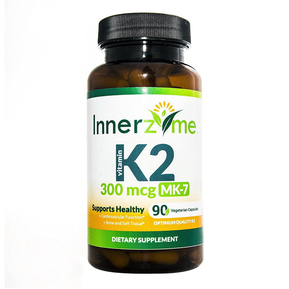 Innerzyme Vitamin K2 Mk-7 300 mcg Vegetarian Capsules, 90 Ea